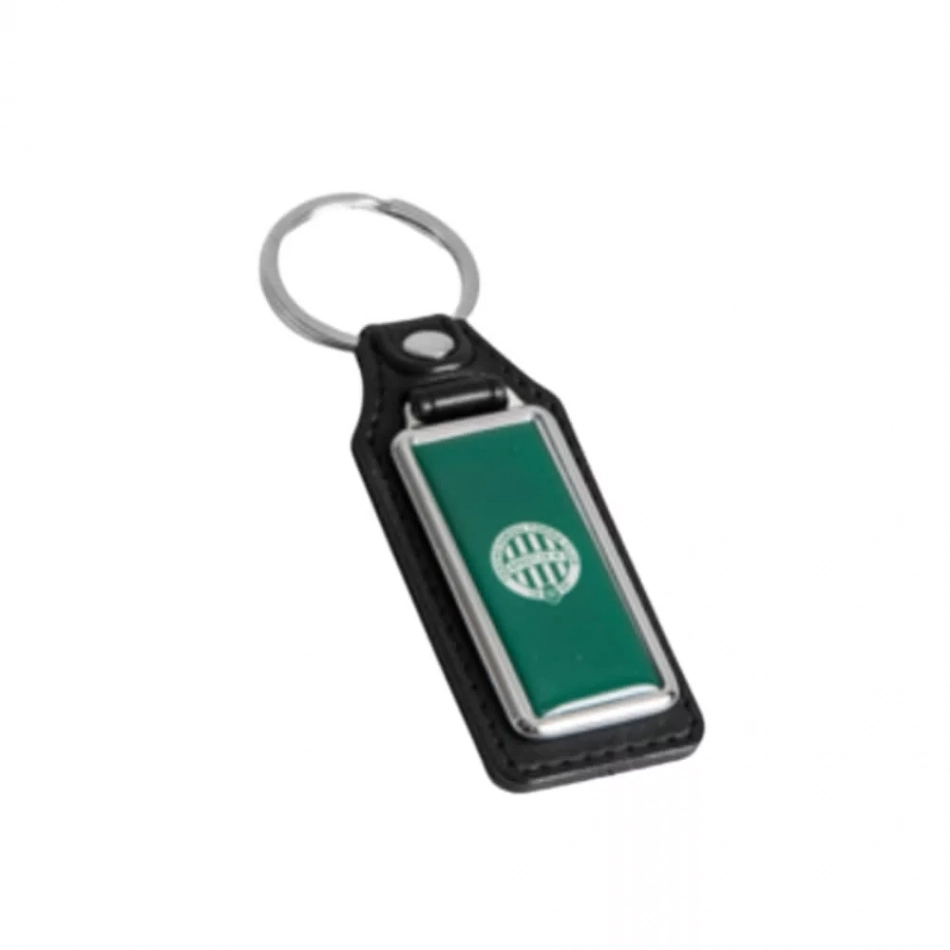 Fradi breloc din metal și piele dreptunghiular culoare verde demo