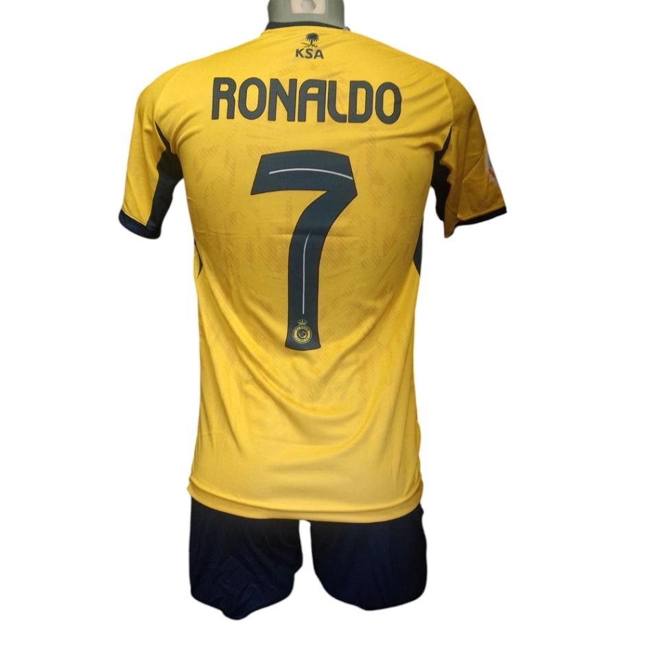 Replica Al Nassr Ronaldo echipament albastru-galben demo