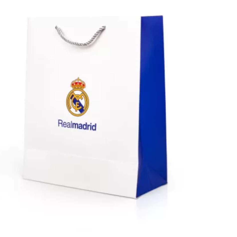 Real Madrid Geantă cadou alb-albastră mare 30x12x40cm demo